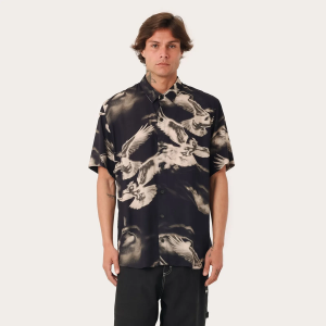 CAMISA MCD SKYLINE PIGEON PRETO MANGA CURTA BOTÃO