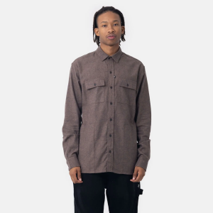 CAMISA LOST FLANELA MARROM MANGA LONGA BOTÃO