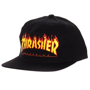 BONÉ ABA RETA THRASHER FLAME SNAPBACK PRETO